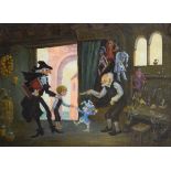 Russian School (20th Century) - Oil on canvas - 'The Puppet Master', indistinctly signed lower