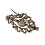 Iberian rose diamond set brooch, 3.1cm long