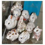 Ten Royal Crown Derby rabbit and rodent paperweights