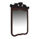 Early 20th Century mahogany framed mirror having architectural pediment, 85cm high