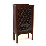Stained beech display cabinet fitted single leaded glass door, 60cm wide