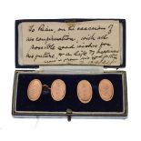 Cased pair of 9ct gold oval cufflinks, 5.5g approx