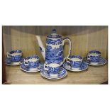 Quantity of Copeland Spode Italian pattern blue and white coffee ware