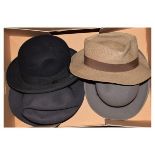 Collection of assorted gentleman's hats to include a bowler (5)