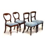 Two pairs of Victorian mahogany buckle back dining chairs