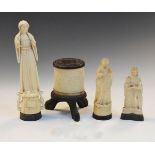 Group of 19th Century carved ivory figures, probably Sri Lankan (Ceylonese), comprising: Virgin