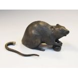 Early 20th Century Japanese cast bronze model of a rat, 15cm long (tail detached but present)