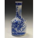 Japanese porcelain bottle shaped vase having hand painted floral decoration with six character