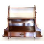 Set of late Victorian walnut hanging shelves fitted one drawer, 74cm wide
