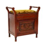 Victorian stained beech box seat piano stool