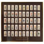 Framed set of fifty cigarette cards, John Player & Sons 'Military Uniforms of the British Empire