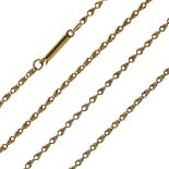 Yellow metal fancy belcher-link chain, stamped 15c, 73cm long, 11.7g approx