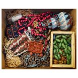 Ethnographica - Tribal and other bead work to include; a gourd water bottle, two belts, purse,