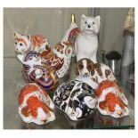 Eight Royal Crown Derby animal paperweights