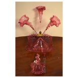 Victorian cranberry glass epergne, 33cm high