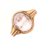 18ct gold dress ring set large oval faceted pale lilac-coloured stone, size T, 5.1g gross approx