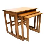 Modern Design - Nest of three teak coffee tables, 58cm wide