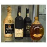 Port - 1987 Dow's Port, Taylors 10 Year Port, Hoopers Rare Port and a dimple Old Blended Scotch