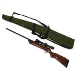 BSA Meteor break barrel air rifle with 4x40 telescopic sight, marked TH80830, measures approximately