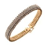 9ct gold and diamond flexible bracelet set over 200 small diamond brilliants, 18.1g gross approx