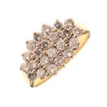 18ct gold and diamond dress ring, set twenty-two small diamond brilliants, size N, 4.4g gross approx
