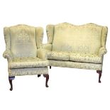 Brights of Nettlebed - Georgian style two seater wing back settee and matching armchair