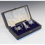 Cased set of George VI silver cruets, Sheffield 1947/49, 5.4toz approx