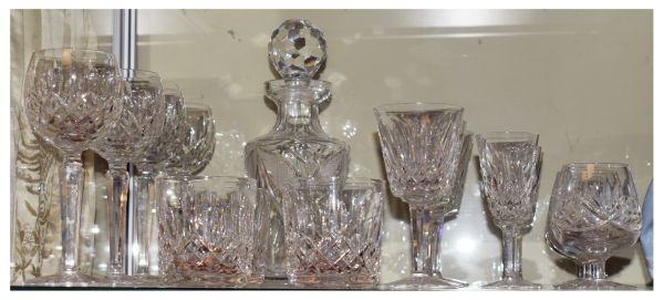 Waterford Crystal - Lismore pattern table glass and a good quality cut glass decanter