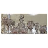 Waterford Crystal - Lismore pattern table glass and a good quality cut glass decanter