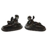 C. Grant (mid 19th Century) - Small pair of cast bronze figures of Cupid and Psyche, each