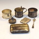 Various silver items to include; a Victorian silver vesta case, Birmingham 1900, George V
