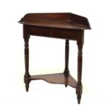 Early 20th Century stained pine corner washstand having under tier, 79cm wide