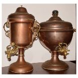Two early 20th Century copper tea urns or samovars