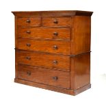 Victorian mahogany chest of two short over four graduated drawers on plinth base (two-piece