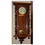 Early 20th Century walnut-cased spring-driven 'Vienna' wall clock, 101cm high