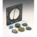 Group of Middle Eastern turquoise-mounted wares to include; photograph frame, oval and circular box,