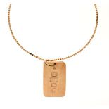 9ct gold ingot pendant, with square belcher-link chain, 21g approx (2)