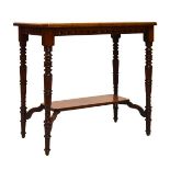 Victorian walnut rectangular two tier side table, 75cm wide