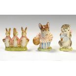 Beswick Beatrix Potter figures - Miss Moppet, Mrs Tittlemouse, and a Royal Albert similar -