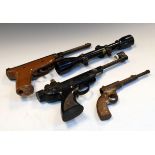 Three vintage air pistols to include a Westlake, GP Italian and other, also to include loose hunters