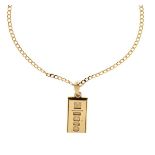 9ct gold ingot pendant, together with a 9ct gold flattened curb-link chain, 11g gross approx