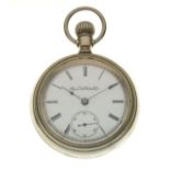 Nickel-cased top-wound pocket watch, Elgin National Watch Co. USA, white Roman dial with