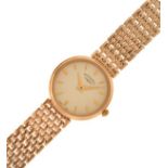 Rotary - Lady's 9ct gold wristwatch, cream dial with baton hours and markers, 20mm diameter, to a