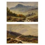 Pair of early 20th Century miniature oil paintings on board depicting mountainous landscapes, both