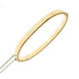 Yellow metal snap bangle stamped 15ct, 8.5g approx