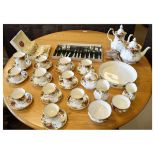 Royal Albert 'Old Country Roses' tea set, flan dish, various cutlery etc