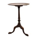 19th Century mahogany tray snap top tripod table, 49.5cm diameter