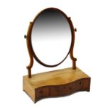 19th Century mahogany serpentine front box base dressing table mirror fitted three drawers, 48cm