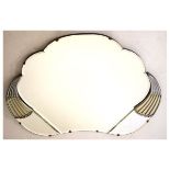 Art Deco design cloud shaped mirror with applied chrome mounts, 68cm wide