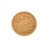 Gold Coin, - Edward VII half sovereign 1909 Condition: Surface wear and light scratching, wear